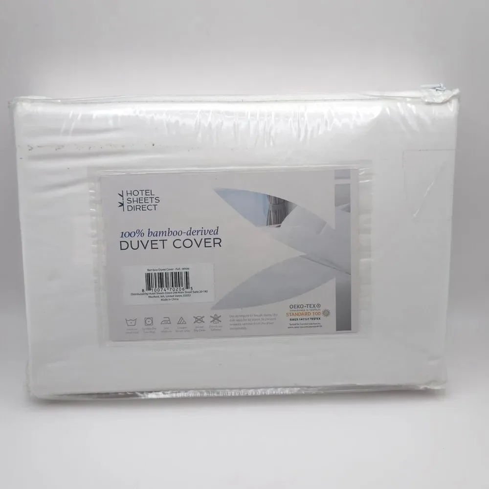 New HOTEL SHEETS DIRECT 100% Bamboo Duvet‎ Cover Set Full White OEKO-TEX